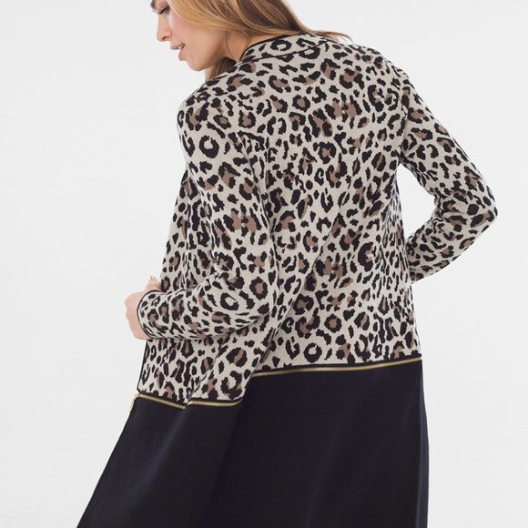 Chico's animal Print Convertible Cardigan Sweater-NWT- SZ 4 (18/20) - Picture 2 of 3
